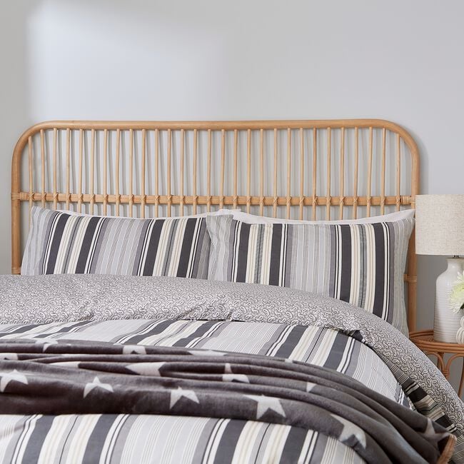 KING SIZE DUVET COVER Beach House Stripe Linen / Grey