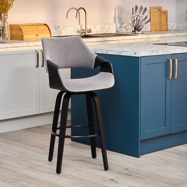 Beckett Bar Stool - Grey Velvet