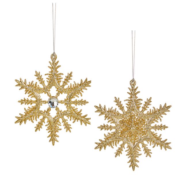 12cm Assorted Gold Glitter Snowflake