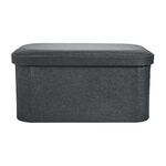 Oval Linen Foldable Large Charcoal Ottoman