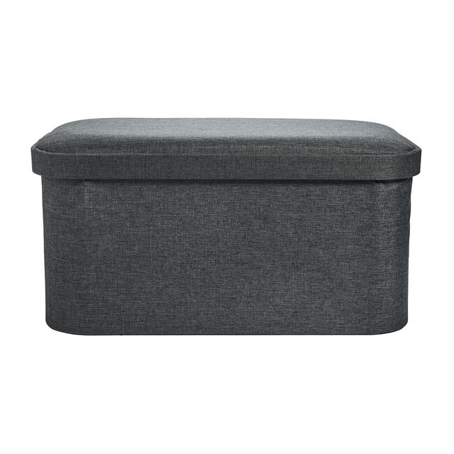 Oval Linen Foldable Large Charcoal Ottoman