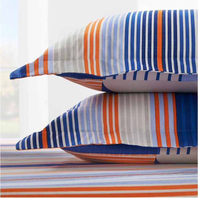 Nero Oxford Pillowcase Pair - Blue/Orange