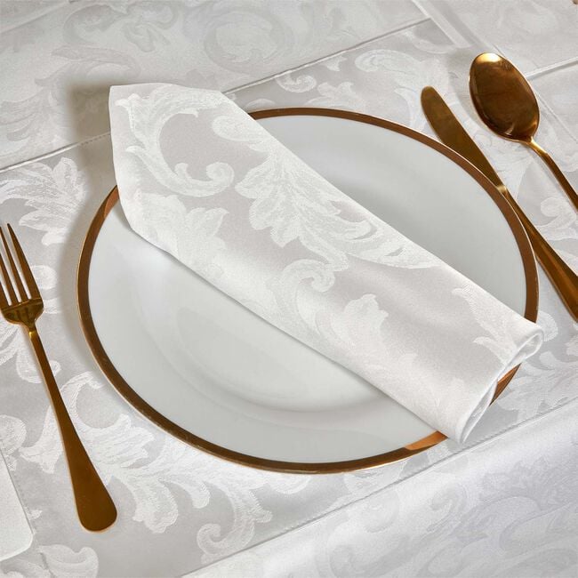 Elegance Damask Napkins 4 Pack - White