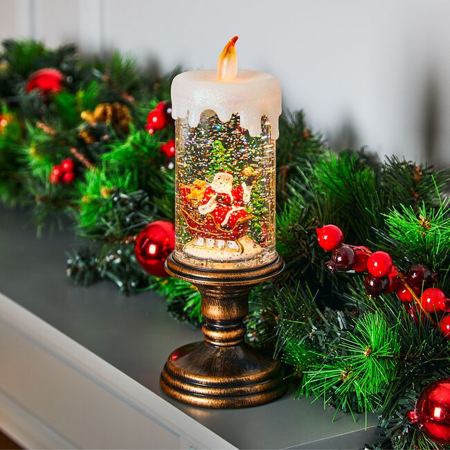 Light Up Swirling Christmas Candle Scene