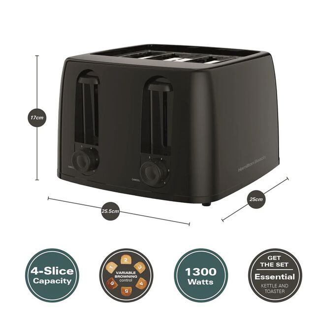 HAMILTON BEACH ESSENTIALS BLACK 4 Slice Toaster
