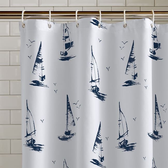 Catherine Lansfield Salcombe Boats Shower Curtain