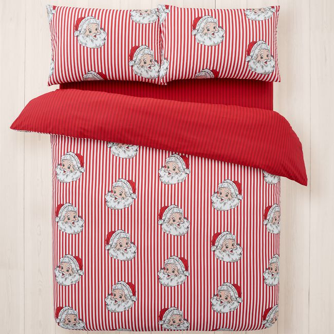 SINGLE DUVET COVER Candy Stripe Santa