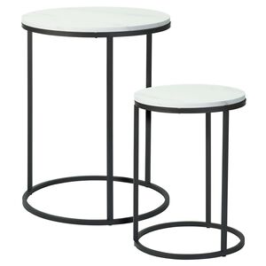 White Marble Side Table Set of 2