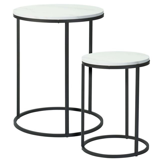 White Marble Side Table Set of 2