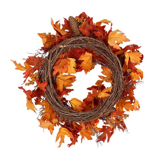 Autumn Leaf & Pumpkin Wreath