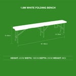 White Folding Garden Bench 1.8M