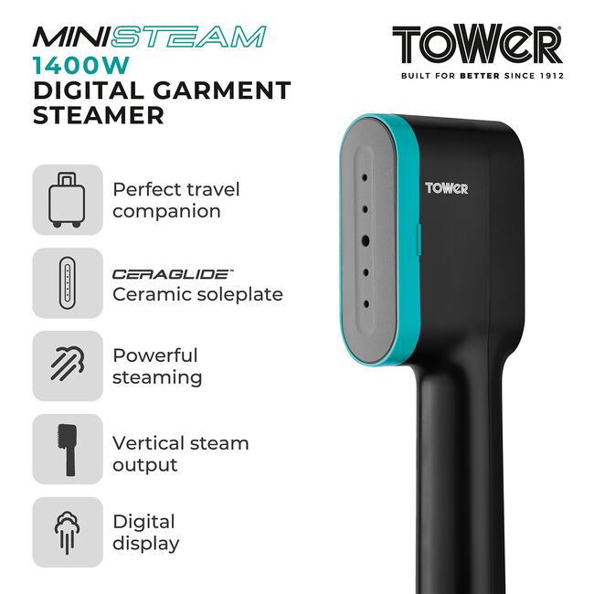 TOWER 1400W DIGITAL Garment Steamer Teal