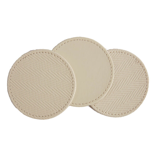 Reversible Round Herringbone Coasters - Cream