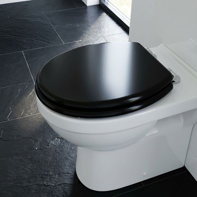 Beldray Black Wooden Toilet Seat