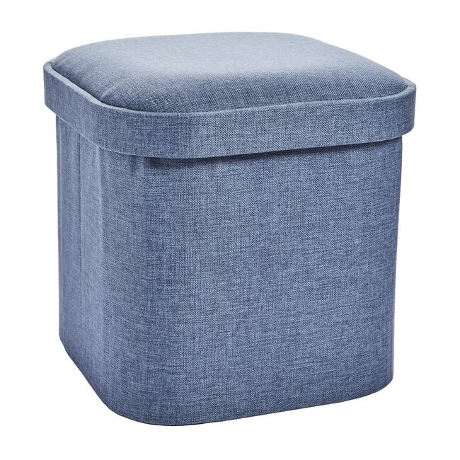 OVAL LINEN FOLDABLE SMALL Slate Ottoman