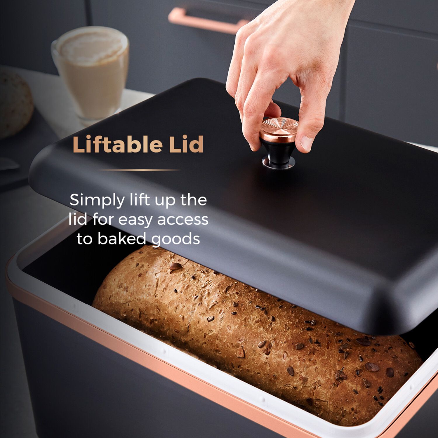 Tower Cavaletto Black Bread Bin Home Store + More