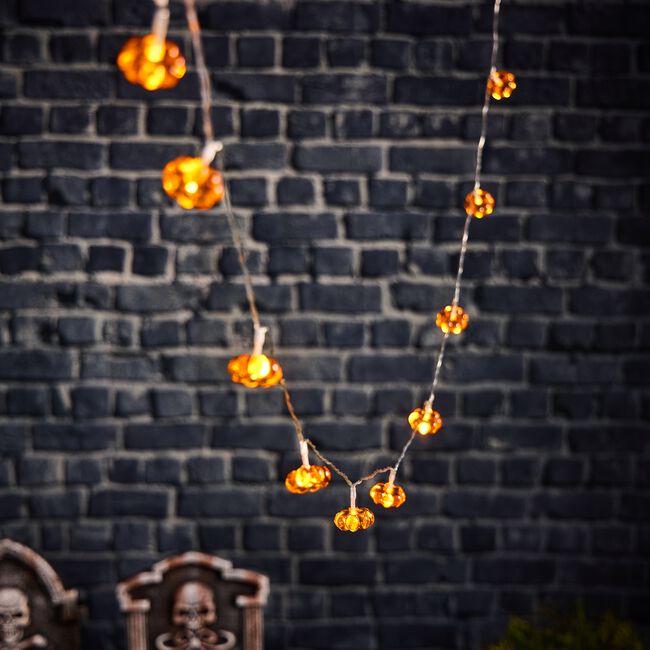 10 Warm White LED Pumpkin String Lights
