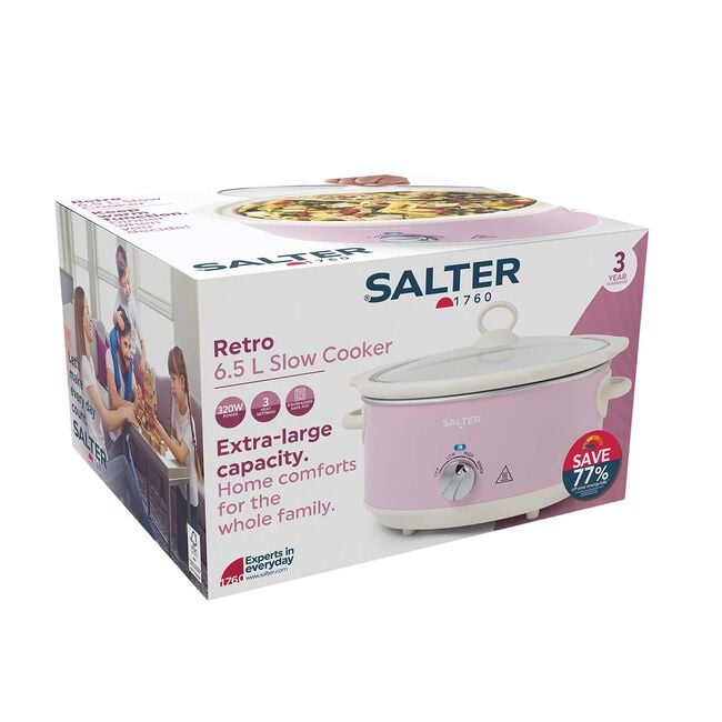 SALTER RETRO PINK 6.5L Slow Cooker