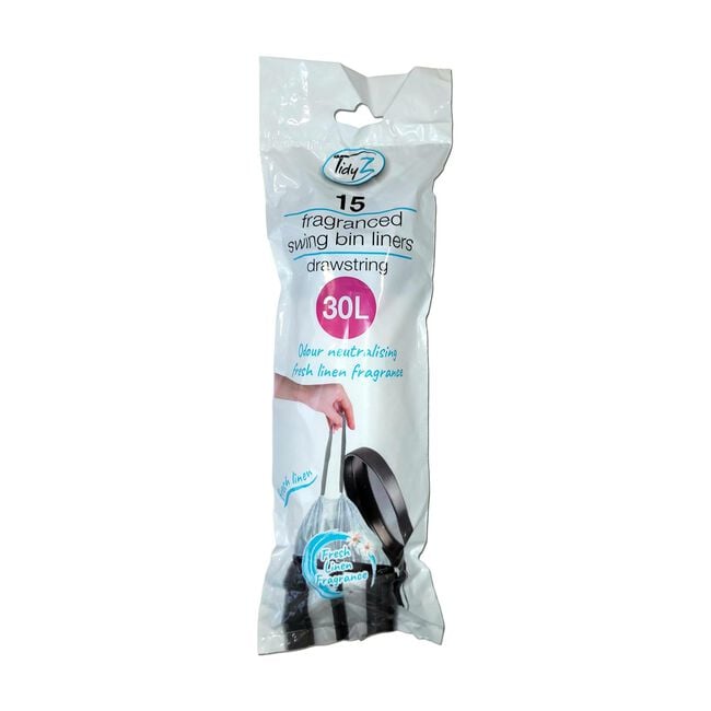 15 Pack 30L Extra Strong Fragranced Drawstring Sac