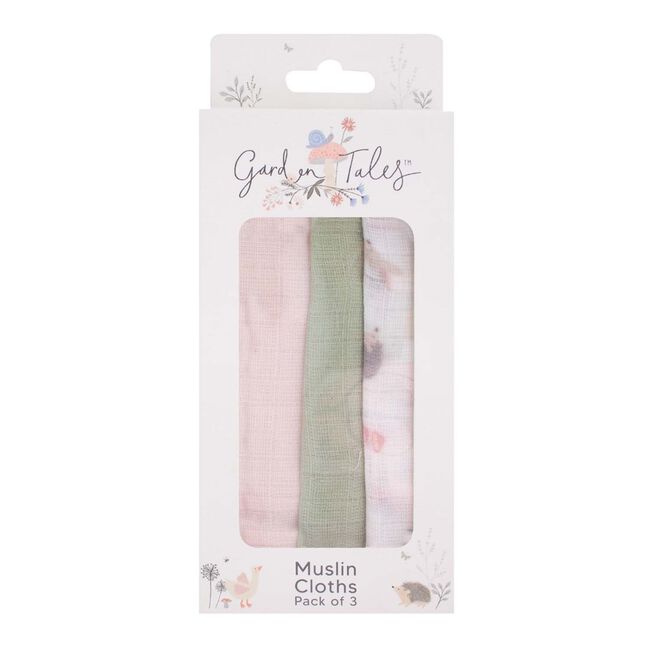 First Steps Garden Tales Muslin Cloths - 3 Pack