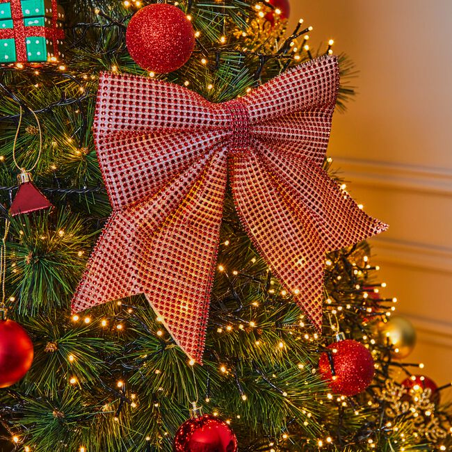 Large Red Diamanté Christmas Bow