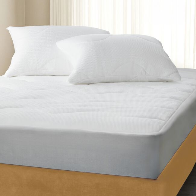 Tencel Quilted Pillowcase Protector Pair - White 