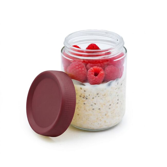 Melii Fluted 473ml Overnight Oats Glass Jars