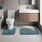 2 Piece Cotton Plain Dye Aquamarine Bathroom Set