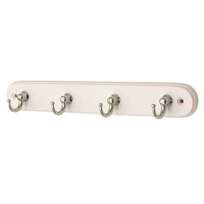 4 Round Hook White Wooden Board