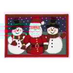 Santa and Snowman Door Mat Red 40cm x 60cm