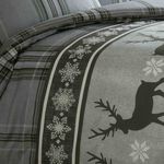 SINGLE DUVET COVER Brushed Cotton Snowflurry Check Stag