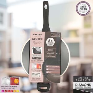 Salter Geo Hex 28cm Wok with Lid