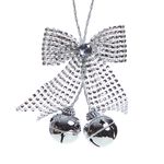 Silver Bow with Bells Christmas Tree Decoration
