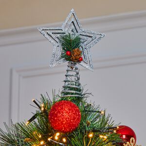 SIlver Glitter 20cm Tree Topper