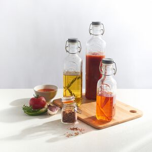 KILNER SQUARE WIDE MOUTH .6L Cliptop Bottle 
