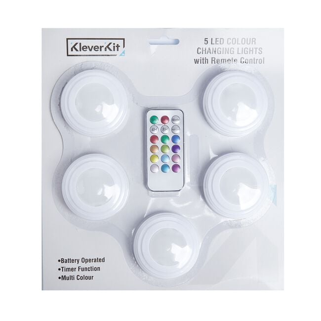Kleverkit 5 Colour Changing Lights With Remote