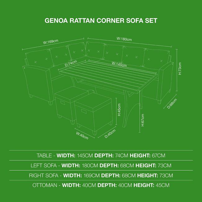 Genoa Rattan Corner Sofa Set