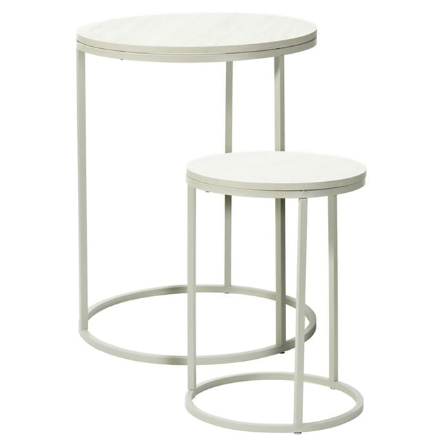 White Marble Effect Side Table Set of 2