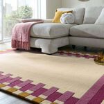 KAI WOOL BORDER PINK/ YELLOW 120X170cm Rug