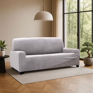 REGAL MILLS EASYSTRETCH VELVET SILVER  2 Seater Sofa Cover