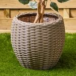 WICKER Medium Round Plant Pot Grey