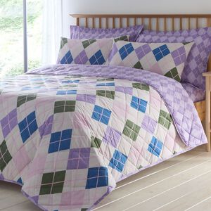 Argyle Bedspread 200 x 220cm - Purple