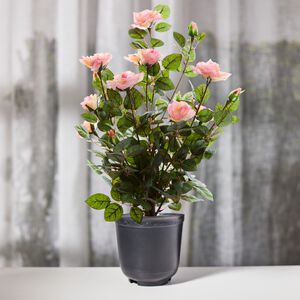 60cm Artificial Pink Rose Bush