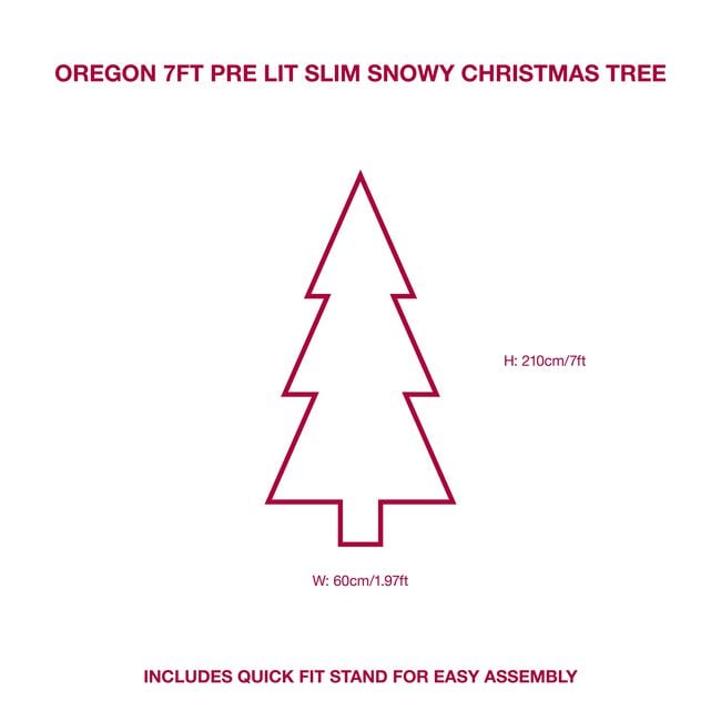 Oregon 7ft Pre Lit Slim Snowy Christmas Tree