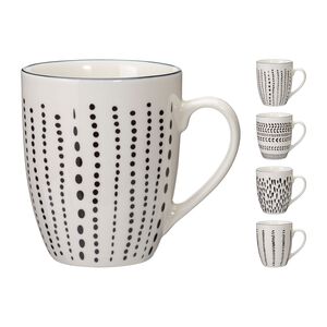 Siaki Cream & Black Printed 350ml Mug