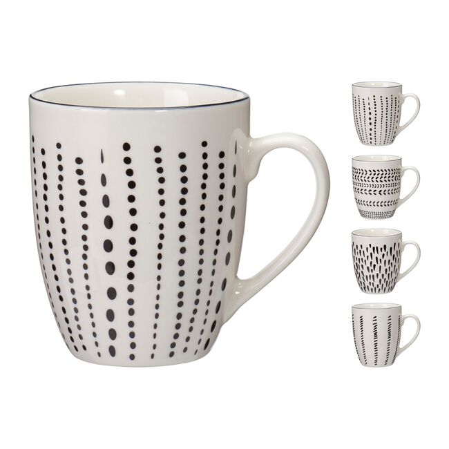 Siaki Cream & Black Printed 350ml Mug