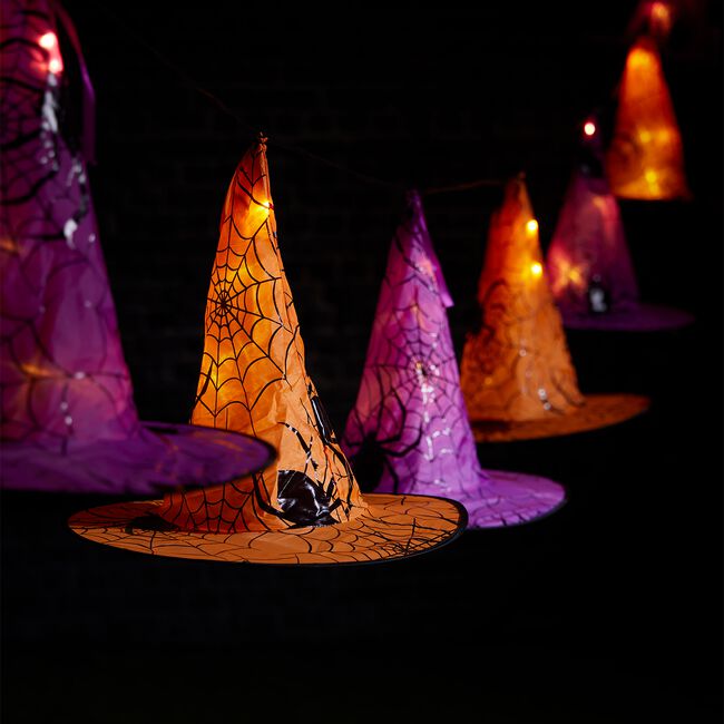8 Light Up Witches Hats Banner 