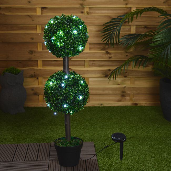 Two Ball Solar Topiary Tree 