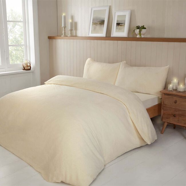 DOUBLE DUVET COVER Teddy Plush Ivory