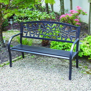 Garden Bench with Cast Iron Back